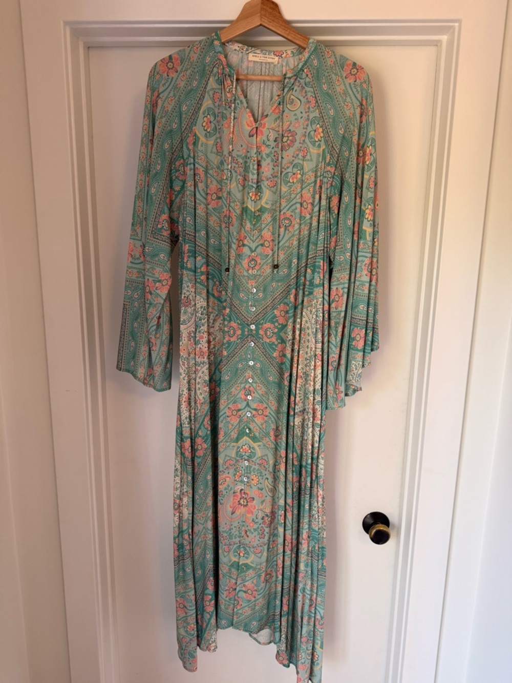 Spell Blue Floral Maxi Dress with Pink Accents